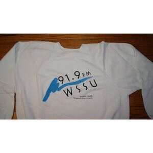 Vintage 90s PUBLIC RADIO WSSU 91.9 Sangamon State IL XL White Sweatshirt USA